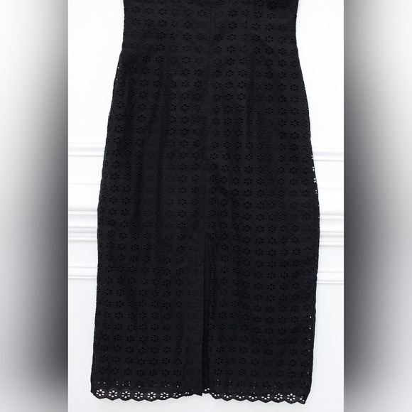 NWT Sezane Pearline Dress Black Eyelet Midi Tie Front Size 6 - Picture 8 of 12